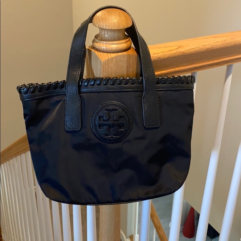 Tory Burch Nylon Tote with Leather Weaving